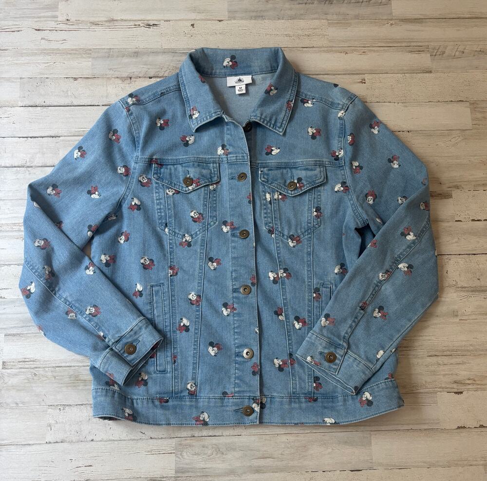 Disney World Disneyland Minnie Mouse Jean Jacket sz M EUC
